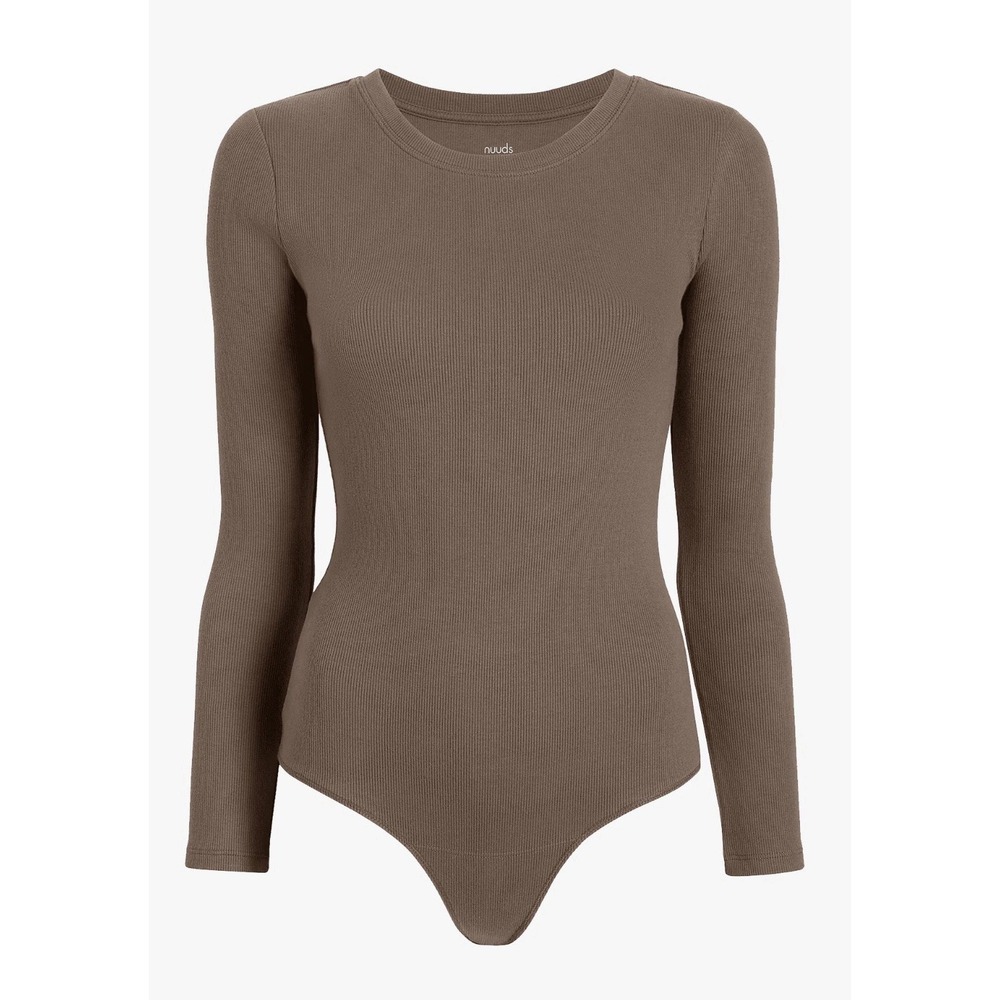 Nuuds Long Sleeve Scoopneck Bodysuits Brown/Mocha SZ XL Women Neutral X 2